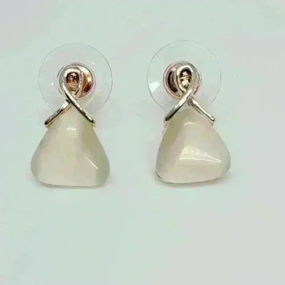 NWOT Elegant Rose Gold and White Color Necklace and Earrings Set w/Gift … - Picture 2 of 6